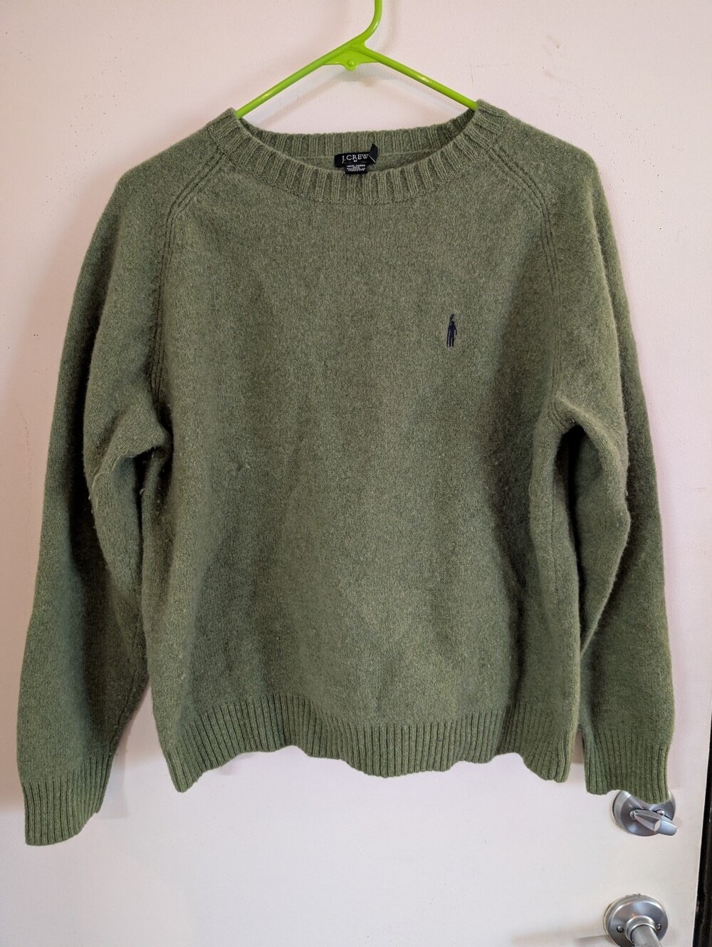 J. Crew Olive Crewneck Lambswool Sweater
